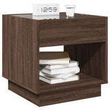 ZNTS Bedside Table with Infinity LED Brown Oak 50x50x50 cm 3284090