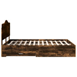 Bed Frame with Drawer Smoked Oak 140 x 190 cm Engineered Wood 3413607