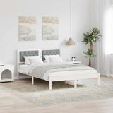 Bed Frame Light Grey 150 x 200 cm Solid Pine Wood 878183