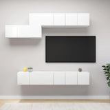 7 Piece TV Cabinet Set White Engineered Wood 3078729