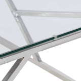 Coffee Table Silver Stainless Steel and Tempered Glass 349945