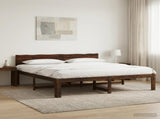 Double Bed Frame with Headboard ROSTOCK Dark Brown 200 x 200 cm 3405470