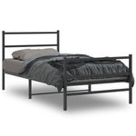 Metal Bed Frame without Mattress with Footboard Black 100x190cm 355377