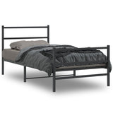 Metal Bed Frame without Mattress with Footboard Black 100x190cm 355377