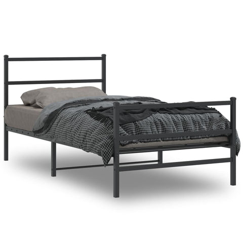 Metal Bed Frame without Mattress with Footboard Black 100x190cm 355377