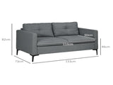 Two-Seater Sofa, with Steel Legs - Grey T3398P423899