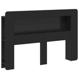 Headboard Cabinet with Storage Black Engineered Wood 8001283