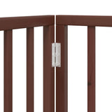 Dog Gate with Door Foldable 4 Panels Brown 320 cm Poplar Wood 352203