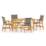 Garden Dining Set Brown Solid Acacia Wood, Poly Rattan Medium 3087124