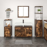 Bathroom Furniture Set with Drawer 3 pcs Smoked Oak and Black 3328381