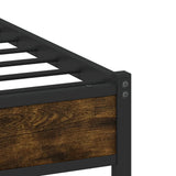 Metal Bed Frame without Mattress Smoked Oak 90x190 cm Single 4007824