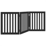 Dog Gate Foldable 3 Panels Black 150 cm Poplar Wood 352252