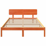 Bed Frame with Headboard Wax Brown 150 x 200 cm Solid Pine Wood 872103
