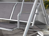 Metal Garden Swing Chair, 3-Seater Swing Seat, Patio Hammock Bench Canopy Lounger, Light Grey T3398P317652
