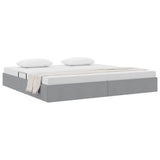 Storage Bed with Mattress Light Grey 200 x 200 cm Fabric 3370034