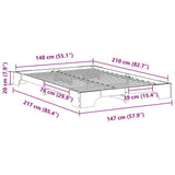 Bed Frame Brown 140 x 210 cm Solid Pine Wood 872899