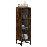 Highboard with Glass Doors Smoked Oak 35x37x120 cm 836564