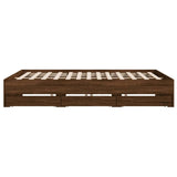 ZNTS Bed Frame with Drawers without Mattress Brown Oak 180x200 cm Super King 3207258