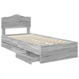 Bed Frame with Drawer Grey Sonoma 90 x 190 cm Engineer Wood 3413052