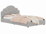Scalloped Upholstered Kids Bed Frame 3FT Single - Princess Style Bed with Curved N606P480970G