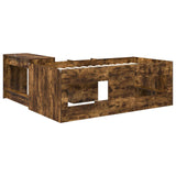 Kids'High Bed Frame with Desk 2 pcs Smoked Oak Engineered Wood 3423474