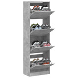 Shoe Cabinet with 4 Flip-Drawers Concrete Grey 60x34x187.5 cm 3214374