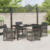 Garden Dining Set 5 pcs Grey Poly Rattan 3380627
