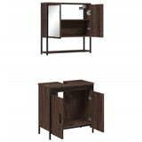 2 Piece Bathroom Furniture Set Brown Oak Engineered Wood 3214664