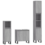 ZNTS 3 Piece Bathroom Furniture Set Grey Sonoma Engineered Wood 3190289