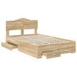 Bed Frame with Drawer Sonoma Oak 120 x 200 cm Engineered Wood 3413213