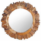 288804 Wall Mirror 60 cm Teak Round