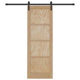 Sliding Door Natural and Black 73.5 x 211 cm Solid Pine Wood 3445405