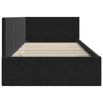 Corner Bed Frame with Headboard Black 90 x 200 cm Velvet 42016393