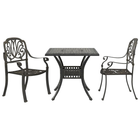 ZNTS 3 Piece Bistro Set Bronze Cast Aluminium 3216337