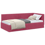 Corner Bed Frame with Headboard Wine red 100 x 200 cm Velvet 42016280