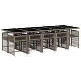 11 Piece Garden Dining Set with Cushions Grey Poly Rattan 3211652