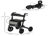 Folding Rollator Walker with Padded Seat, Backrest, Lightweight Walking Frame with Storage Bag, Dual T3398P343467