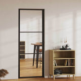 Interior Door ESG Glass and Aluminium 76x201.5 cm Black 151198