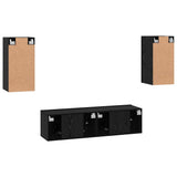 TV Cabinet Set Wall-mounted Black Oak Engineered Wood 3393463
