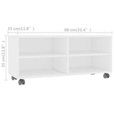 800180 TV Cabinet with Castors White 90x35x35 cm Engineered Wood