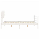 ZNTS Bed Frame without Mattress White Double Solid Wood 3195262