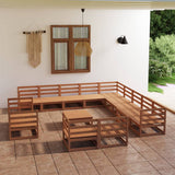 ZNTS 14 Piece Garden Lounge Set Solid Pinewood 3075972