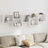 Wall Cube Shelf 5 Compartments White Engineered Wood 859995