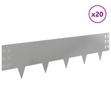 Lawn Edging 20 pcs 100 x 25 cm Steel Silver 8008618