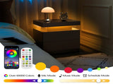 Nightstand LED Bedside Table Cabinet Lights Modern End Side with 2 Drawers for Bedroom T3272P287611