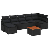 Garden Sofa Set with Cushion 8 pcs Black Poly Rattan 3347737