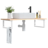 Basin Shelf Wall Mounted Steel and Solid Wood Oak 3302600