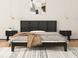 Wall Headboard Black 126x3x63 cm Solid Wood Pine 824732