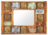 Mirror with Buddha Cladding 50x50 cm Solid Reclaimed Wood 321813