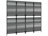 Room Divider 4 Panels Black Poly Rattan 365392